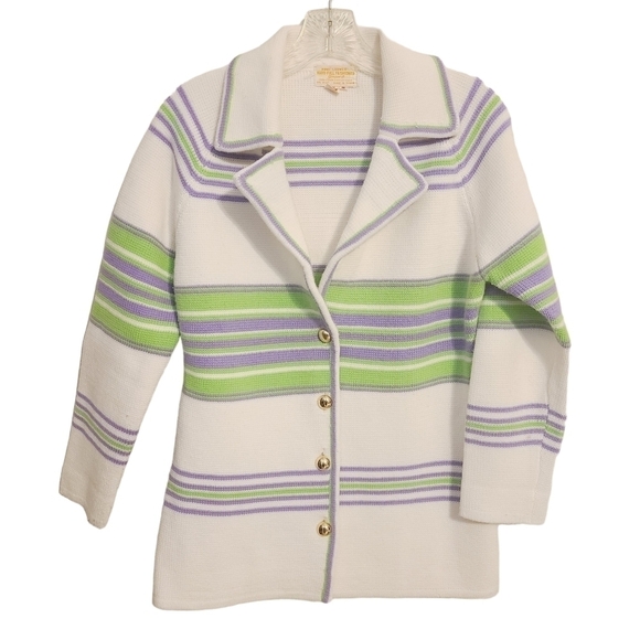 Unbranded | Women's Vintage Hand Loomed Striped Cardigan Sweater (Size Medium) - Picture 1 of 13